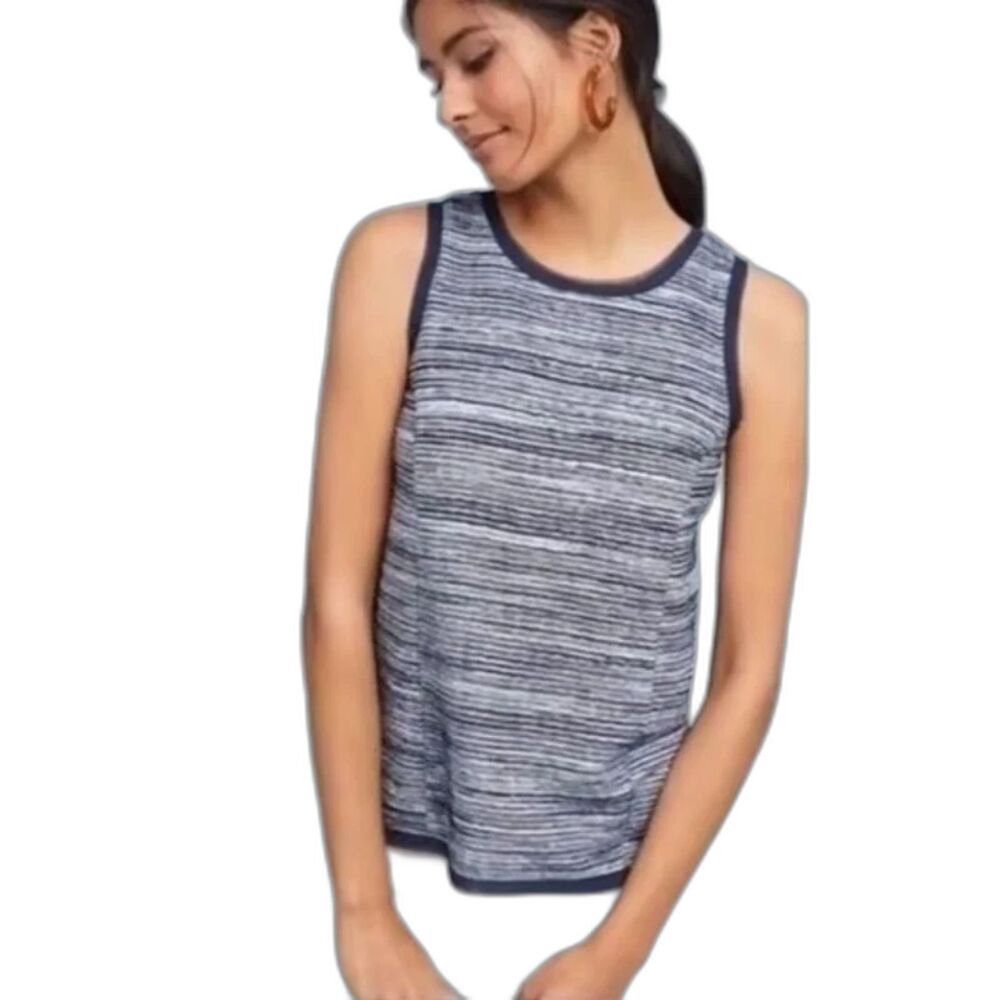 Anthropologie Vanessa Virginia Nave Textured Striped Tank Top Womens Size M